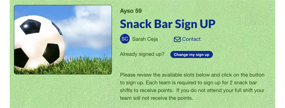 Snack Bar Sign Up (Spring 2025)